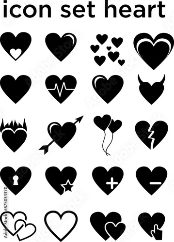 icons set hearts, element love romatic, for poster, advertising, pattern and decorations, vector flat eps 10