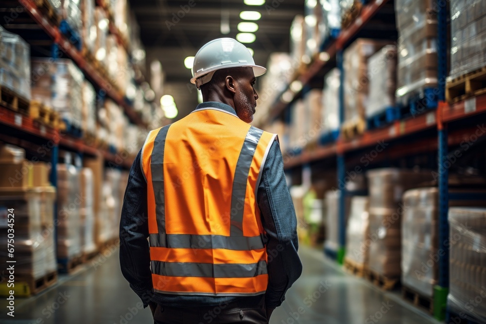 The man is a professional storekeeper. Top professions concept. Portrait with selective focus and copy space