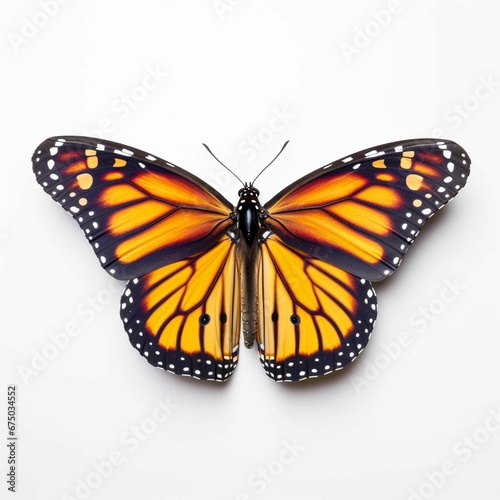 AI generated illustration of a monarch butterfly on a white background © Wirestock