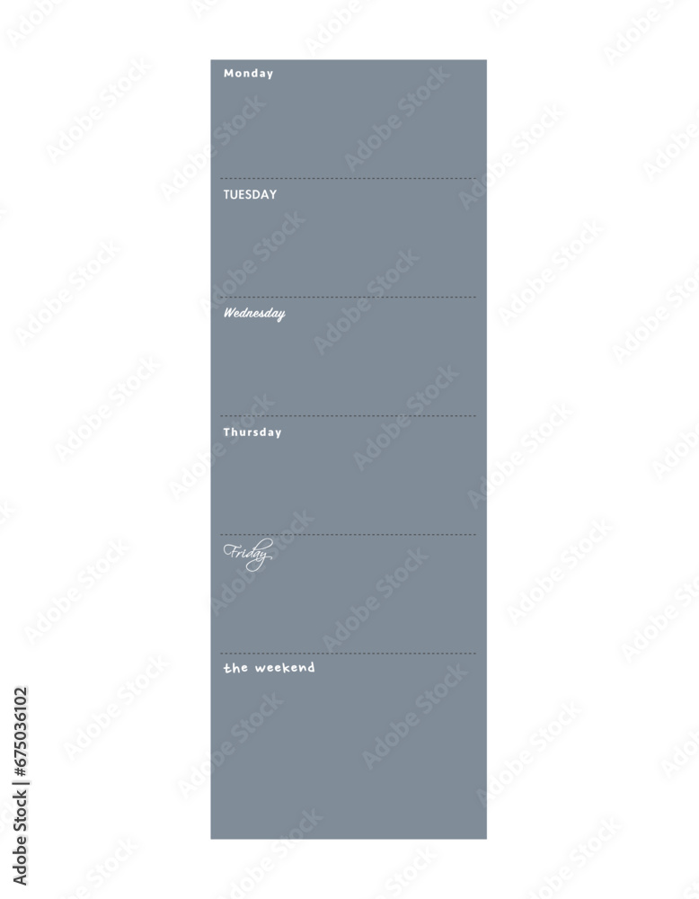 Weekly Planner. (happiness) Minimalist planner template set. Vector illustration.