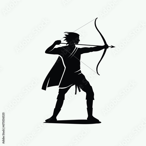 Silhouette of a fantasy man warrior archer