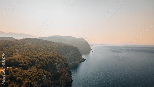 Beautiful view of coastal rugged cliffs on the Adriatic Sea photo