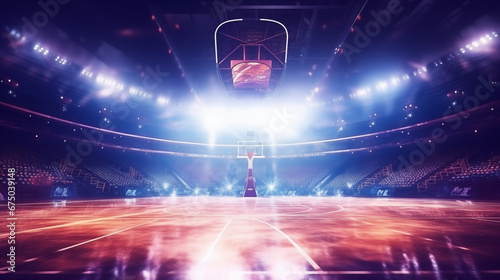 Large Basketball court arena. World basketball day background photo