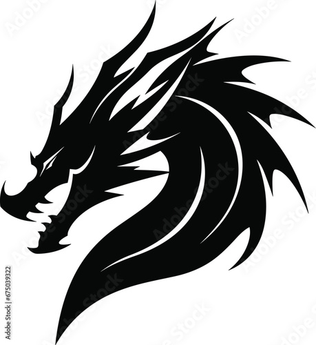 Dragon tattoo design. Dragon vector illustration. Dragon face tribal design. Dragon symbol.
