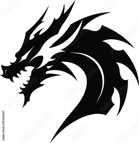 Dragon tattoo design. Dragon vector illustration. Dragon face tribal design. Dragon symbol.