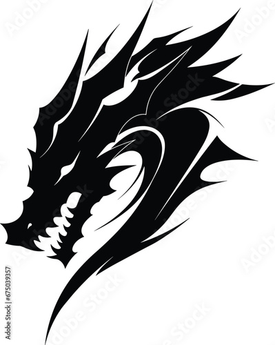 Dragon tattoo design. Dragon vector illustration. Dragon face tribal design. Dragon symbol.