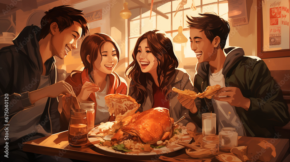 Friends enjoying meal together Friends enjoying meal together