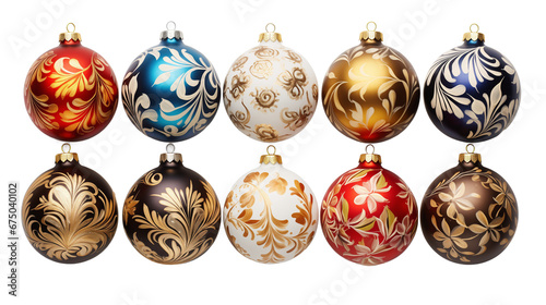set of  ornate Christmas ornaments
