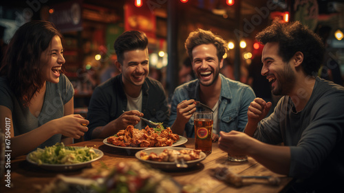 Friends enjoying meal together photo
