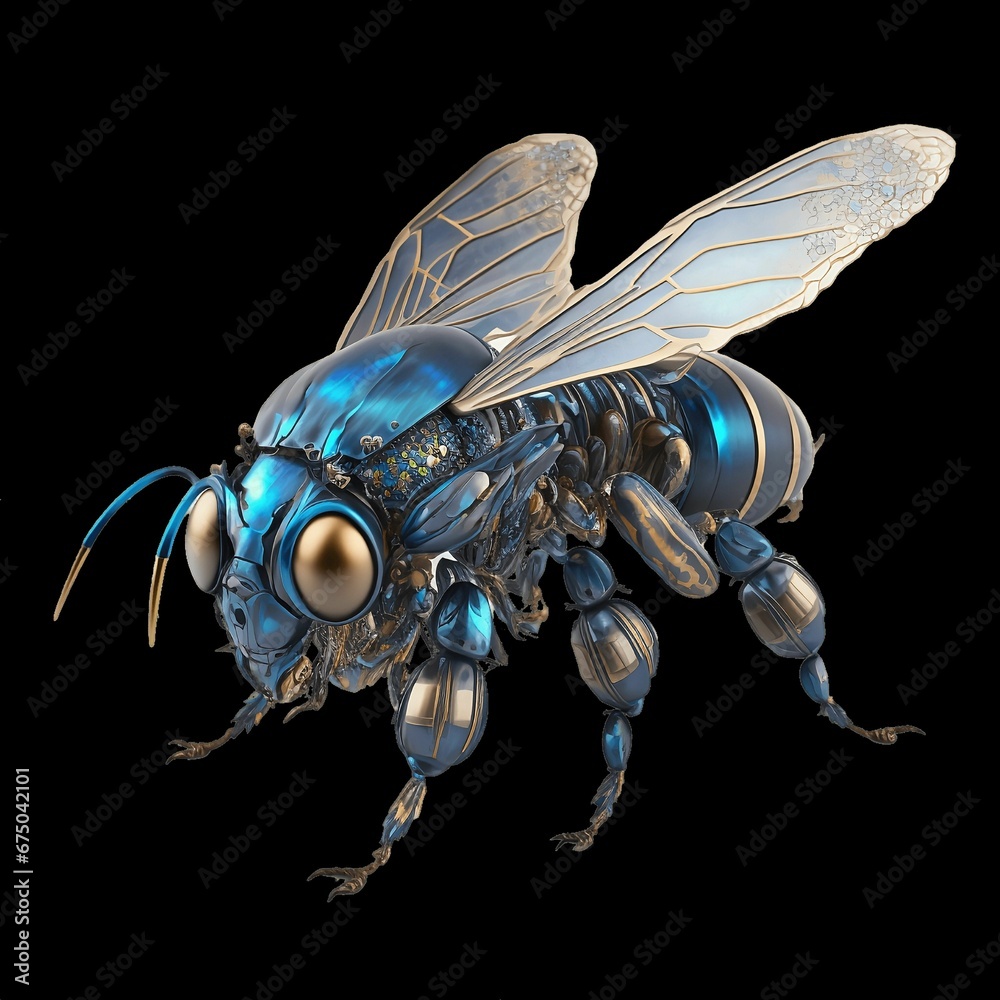 Fototapeta premium AI generated illustration of a blue fly on an isolated background