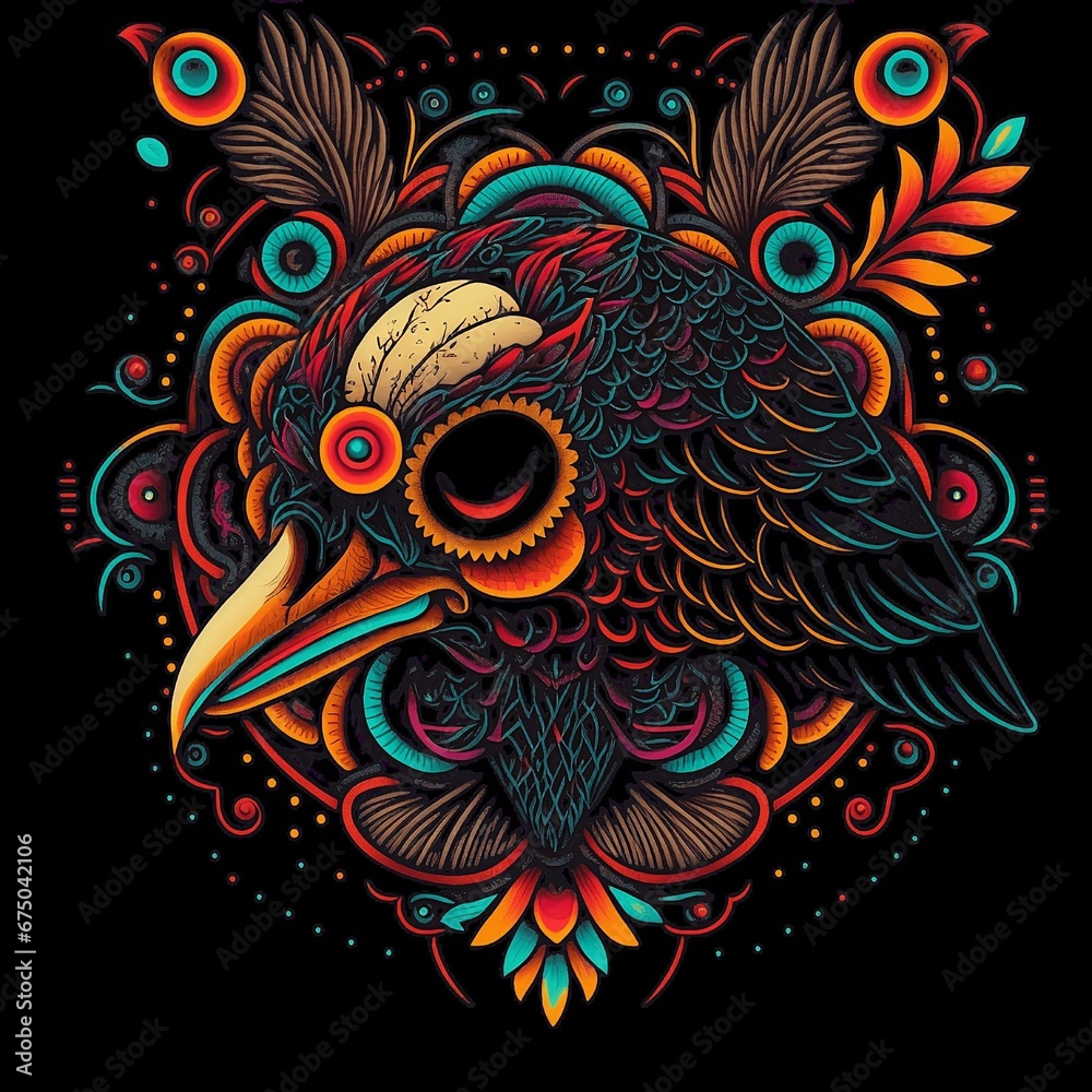 Fototapeta AI generated illustration of a patterned bird on an isolated background