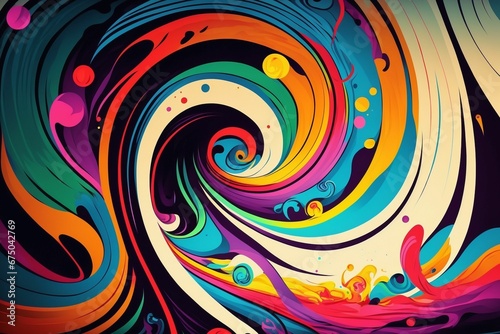 AI-generated illustration of spirally twisted colorful lines creates a vibrant background