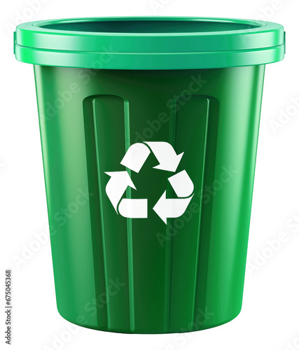 Green recycle bin isolated.
