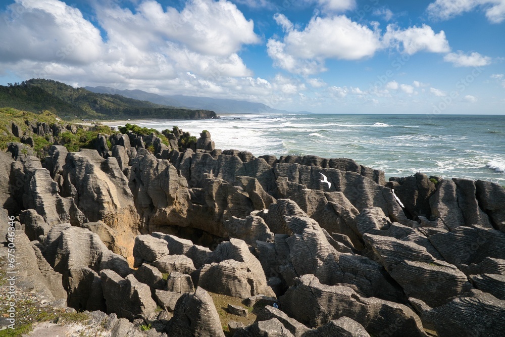 Punakaiki Pancake Rocks in Paparoa National Park, West Coast, South Island, New Zealand