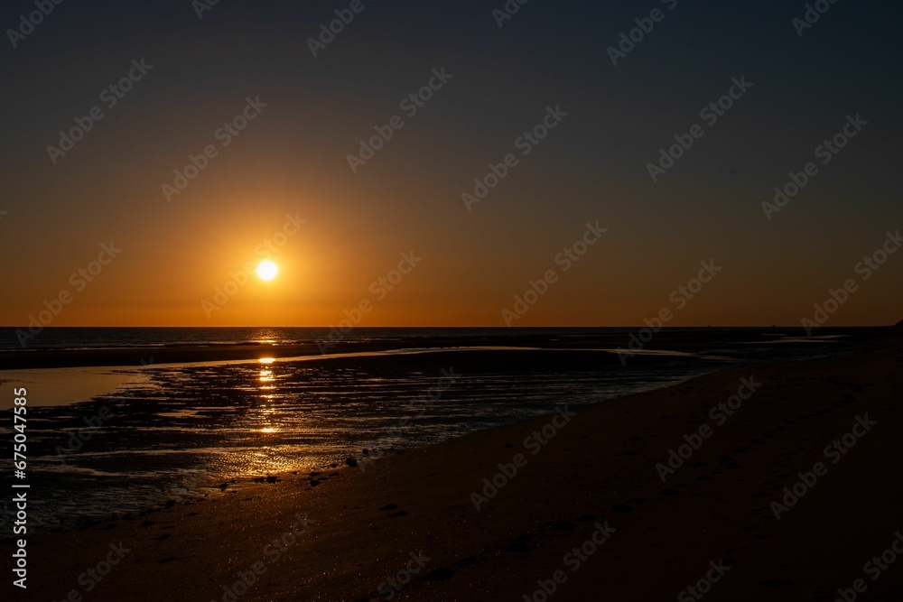 Scenic view of a beautiful sunset over the tranquil sea