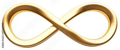 3D golden infinity symbol isolated.
