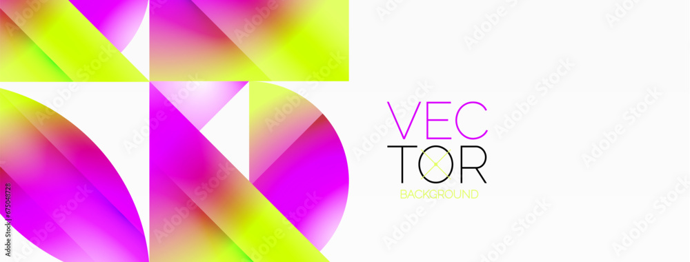 Fototapeta premium Serene gradient template. Circles and triangles mingle in minimalist perfection. Gentle fusion of forms and hues creates balanced yet captivating backdrop, embodying modern sophistication