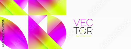 Serene gradient template. Circles and triangles mingle in minimalist perfection. Gentle fusion of forms and hues creates balanced yet captivating backdrop, embodying modern sophistication