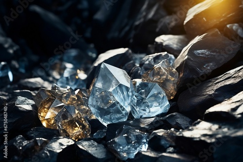 Unearthed Wonder: Raw Diamonds in Ethereal Lighting