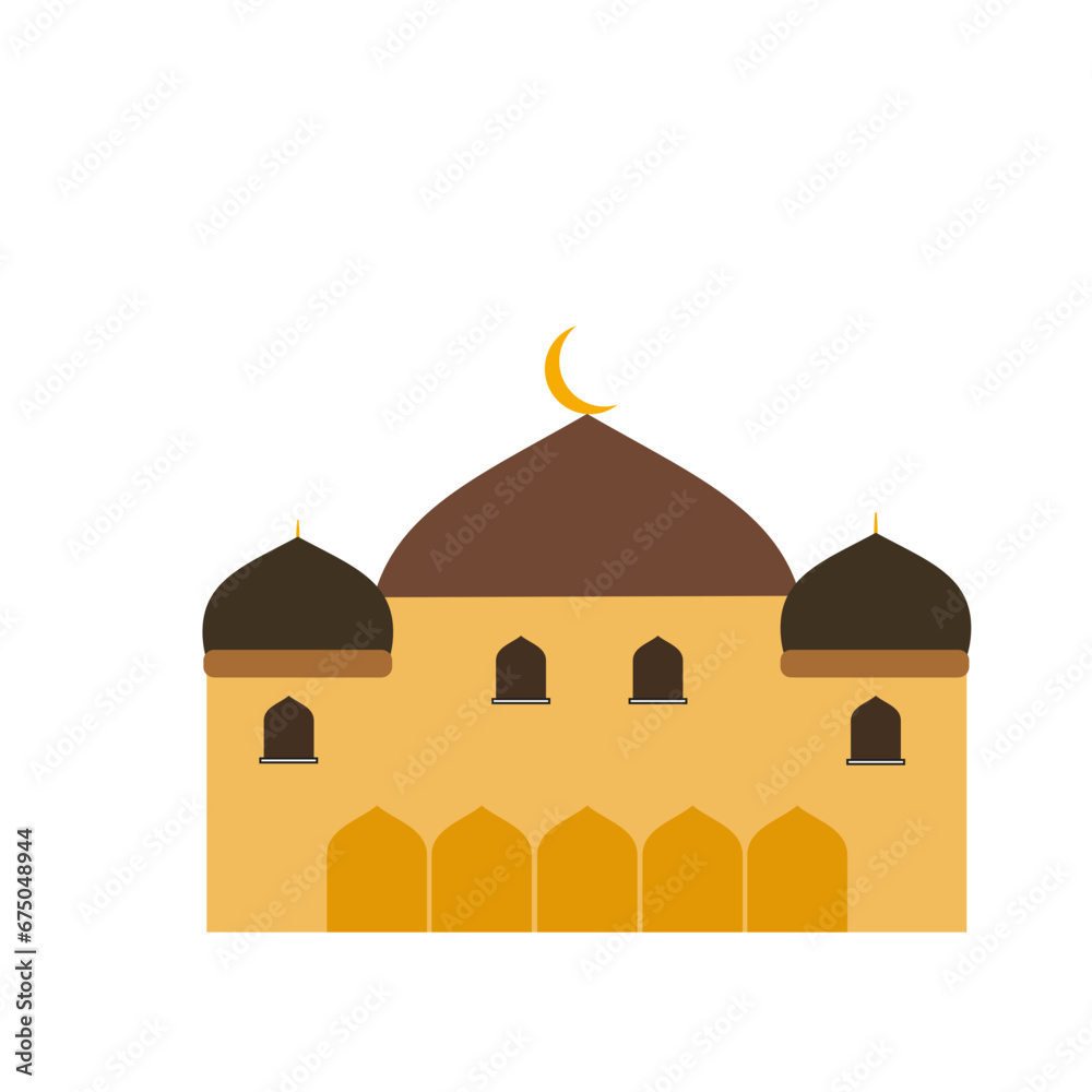 Islamic mosque illustration. Islamic landmark with flat style. Vector illustration.