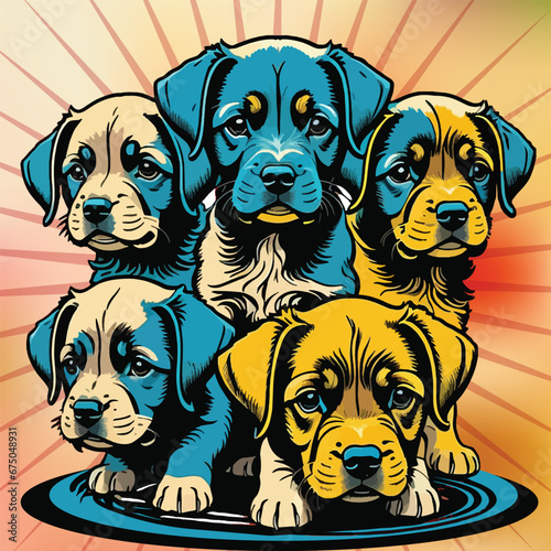 Cute dog puppy face vector illustration with visually appealing fantastic colors for art canvas printing