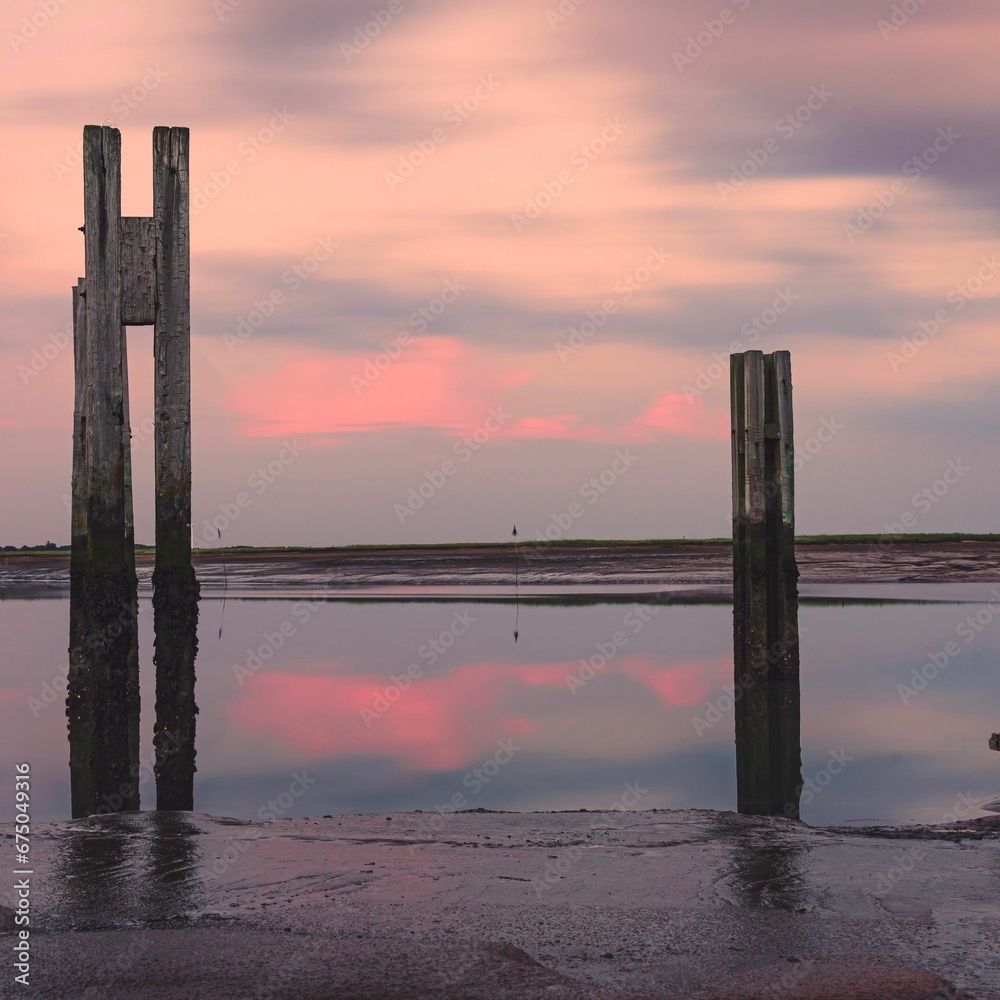 Poles in the Harbour of Spiekeroog Germany Poles in the Harbour of Spiekeroog Germany