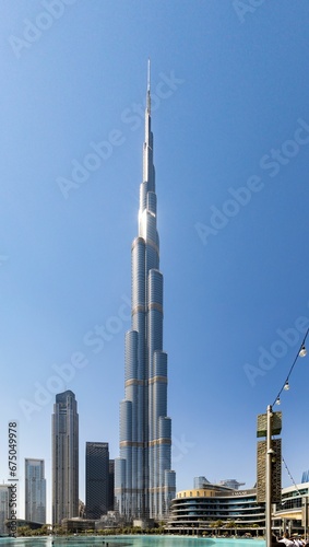 Burj Khalifa towering over the city in downtown Dubai, UAE. photo