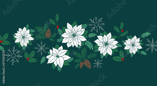Holidays and Christmas decoration vector illustration. Botanical frames and background design.Hand-drawn style. 