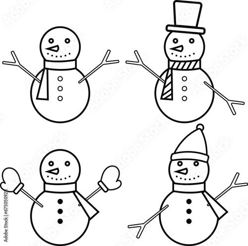 vector snowman set winter and happy new year

