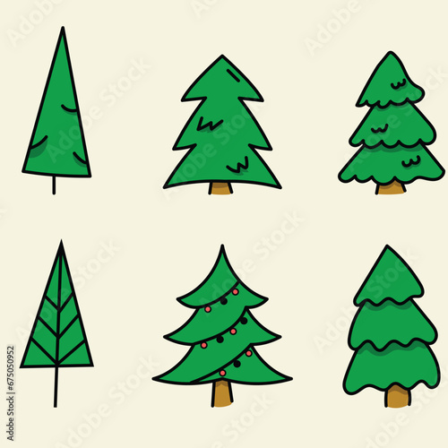 vector set of pine tree for xmass