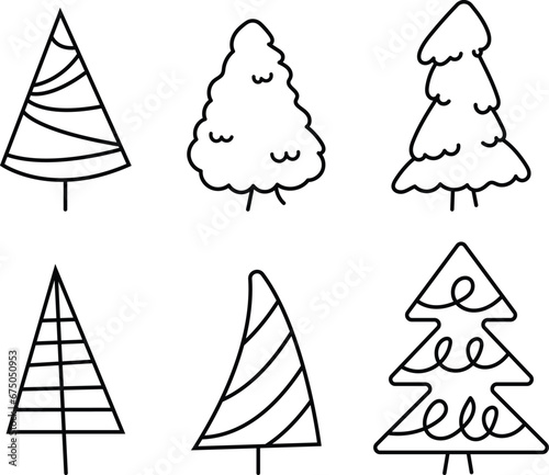 vector set of pine tree for xmass