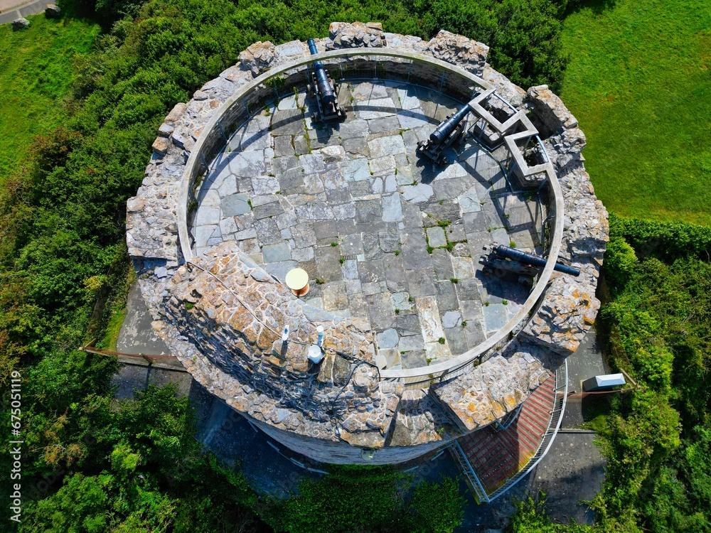 Aerial view of Mount Batten Tower in Plymouth, UK