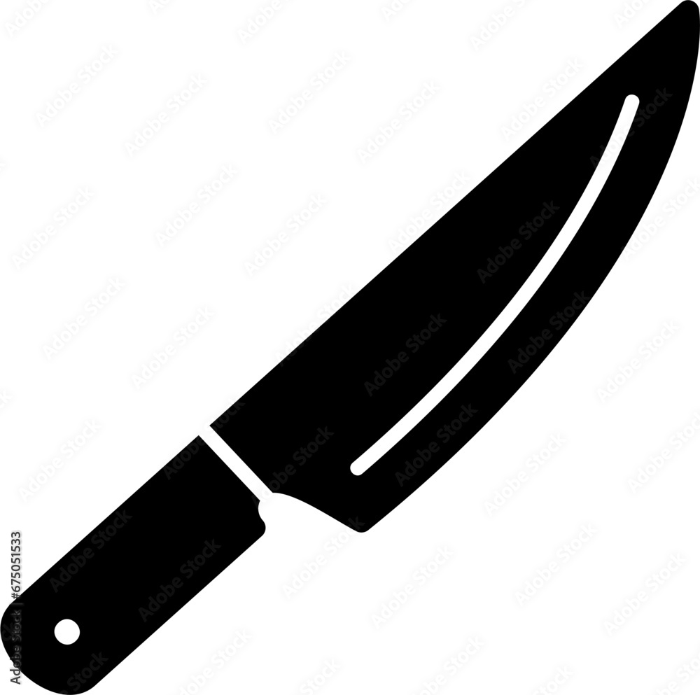 Digital illustration of a simple knife symbol design on a white background Digital illustration of a simple knife symbol design on a white background