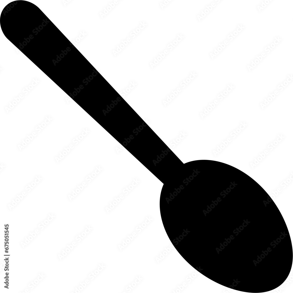 Digital illustration of a simple spoon symbol design on a white background Digital illustration of a simple spoon symbol design on a white background