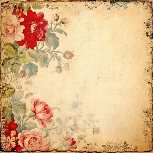Floral Vintage Digital Paper Antique Textures Ephemera Scrapbook Paper