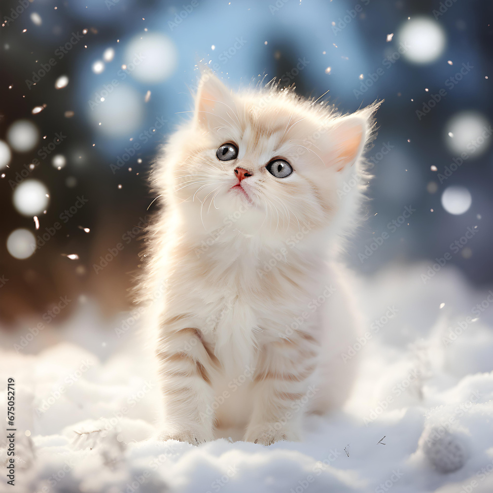 Snowy whute cat