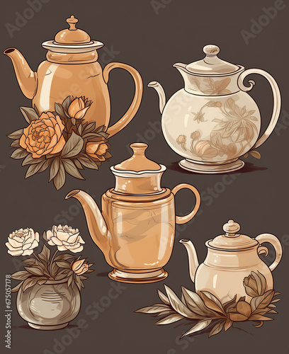 Blooming Elegance: A Floral Arrangement with a Teapot