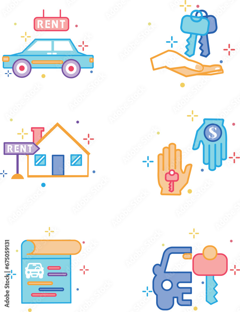 Is a set of vector icons featuring buying a house displayed on a crisp white background Is a set of vector icons featuring buying a house displayed on a crisp white background