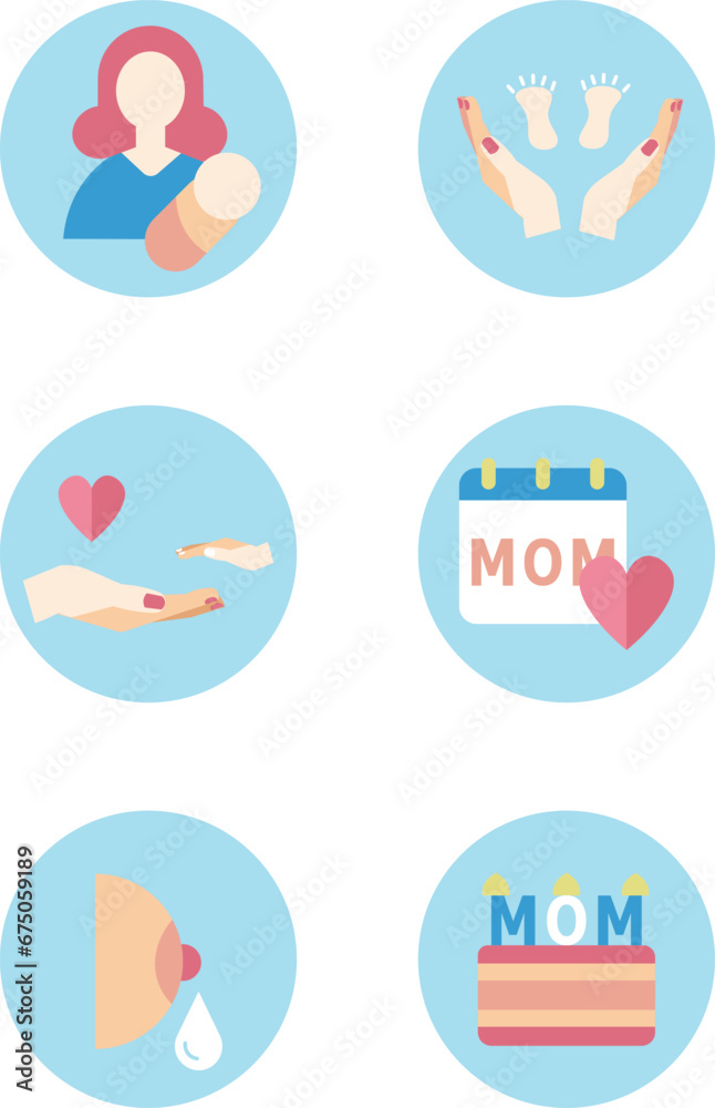 Fototapeta premium vector icons of icons for mothers and children and their love