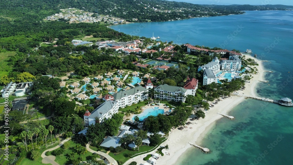 Areal shot of Sandals South Coast, Jamaica on a sunny day