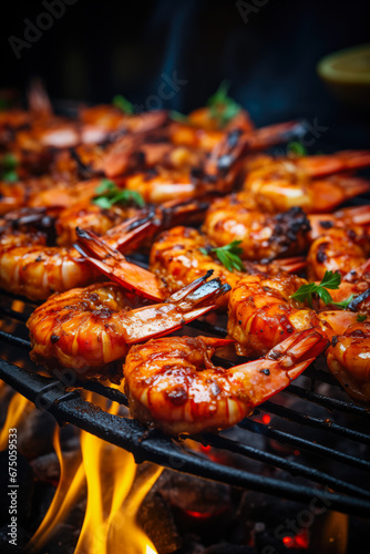 Delicious Prawns on an Open Fire Grill