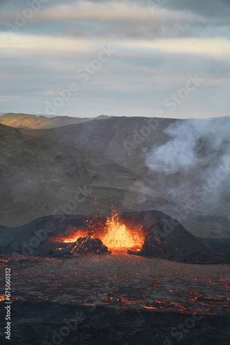 Fagradalsfjall Volcano eruption in August in Iceland