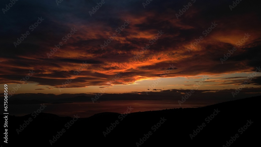 Picturesque view of the sunset over the ocean