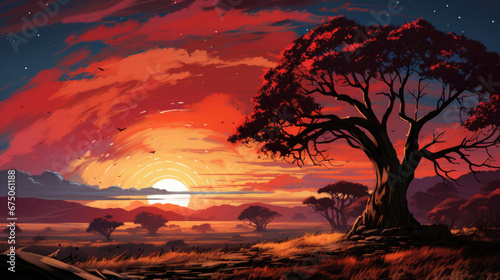  As The Sun Descends Below The Horizon The African , Background Image, Hd