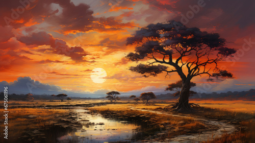  As The Sun Descends Below The Horizon The African , Background Image, Hd