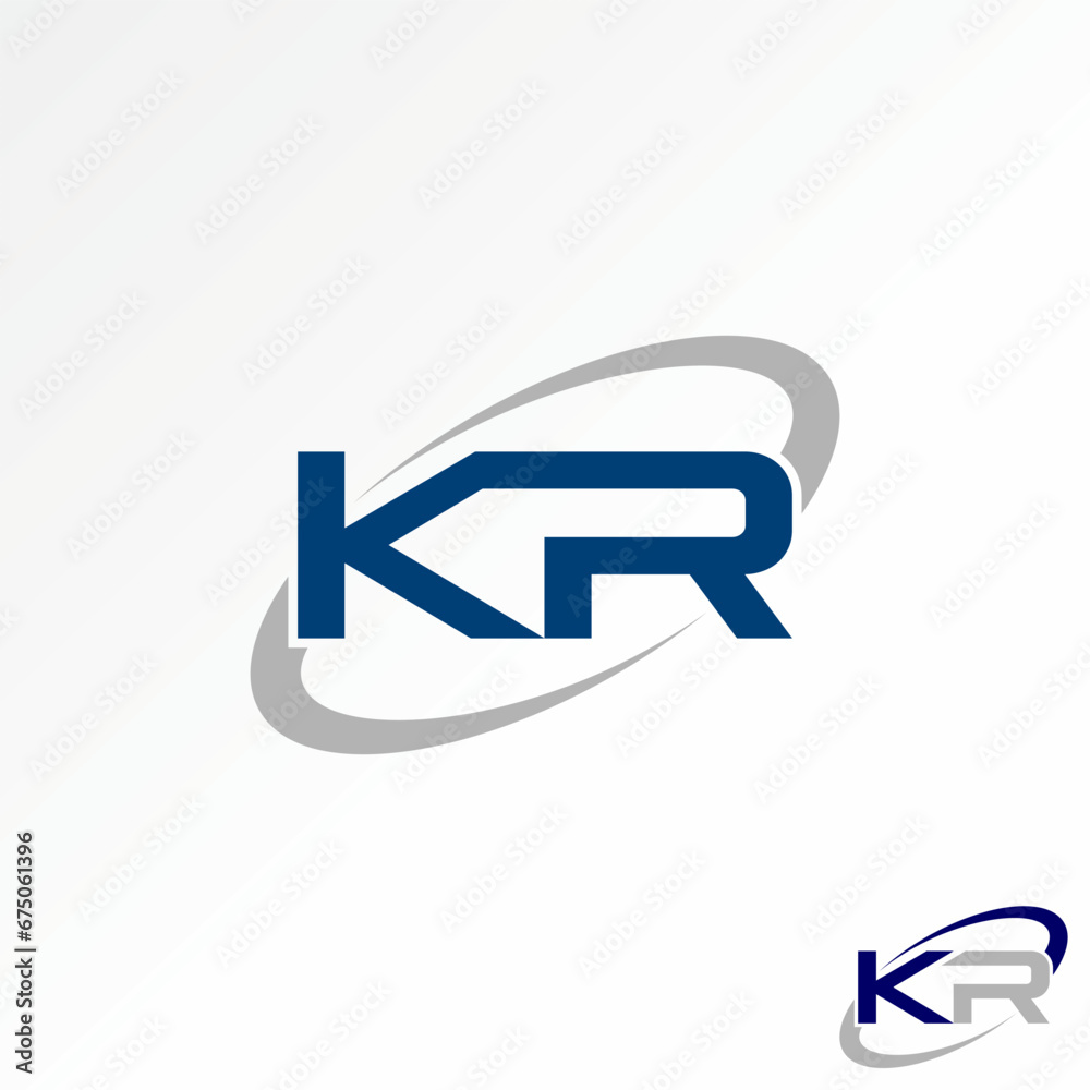 Logo design graphic concept creative abstract premium stock vector unique initial KR sans serif font on swoosh ellipse. Related to monogram typography Logo design graphic concept creative abstract premium stock vector unique initial KR sans serif font on swoosh ellipse. Related to monogram typography