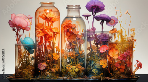 A Glass Vase With Flowers Fluid Watercolor Washes, Background Image, Hd
