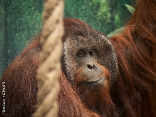 Sumatran orangutan (Pongo abelii) at the zoo photo