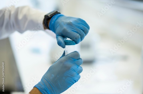 Scientist conducting a medical experiment in a laboratory