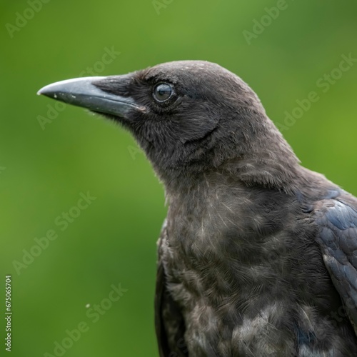 Closeup of a black raven
